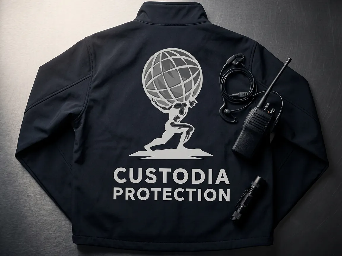 Dienstjacke von Custodia Protection mit Funkgerät und Taschenlampe